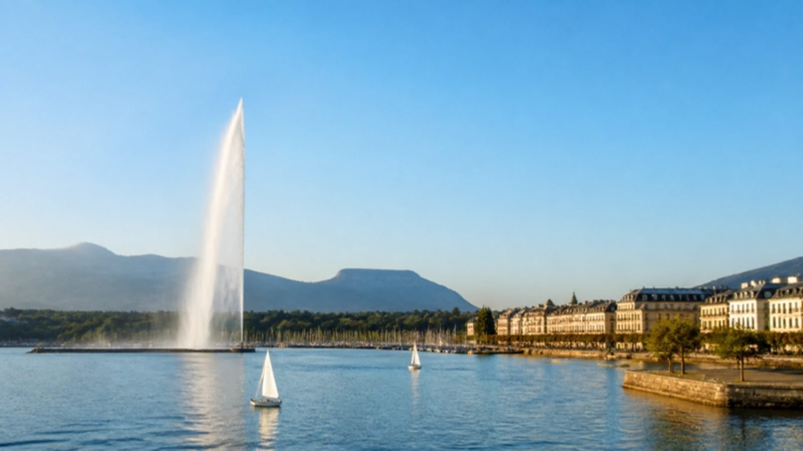 Genève, la rade et le Jet d’eau