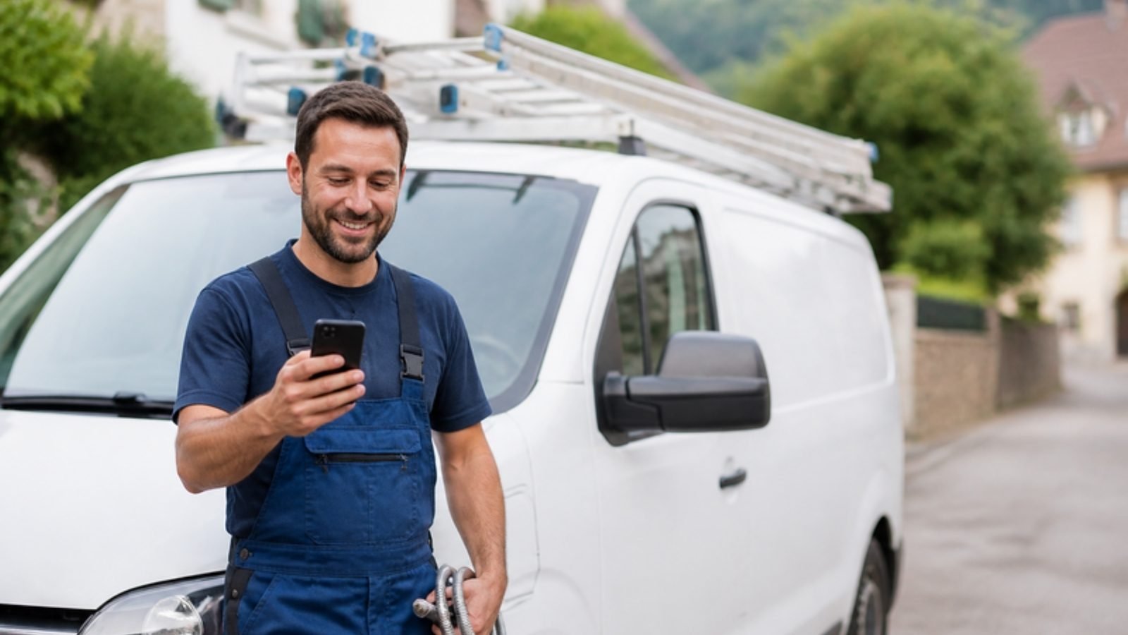 Handwerker erhält einen Kundenanruf