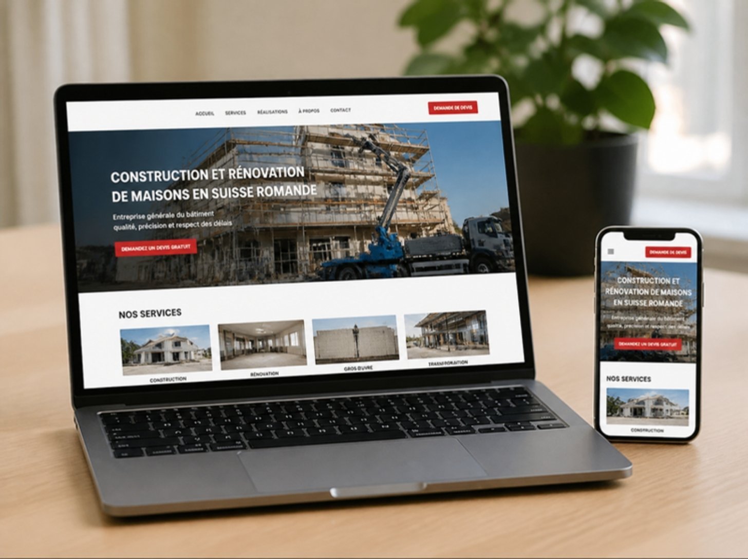 Firmenwebsite auf Laptop und Smartphone